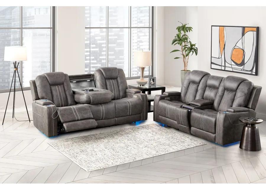 Maverick2 Grey Audio Triple Power Reclining Sofa