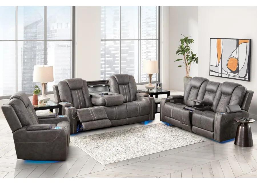 Maverick2 Grey Audio Triple Power Reclining Sofa