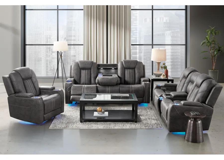 Maverick2 Grey Audio Triple Power Reclining Sofa