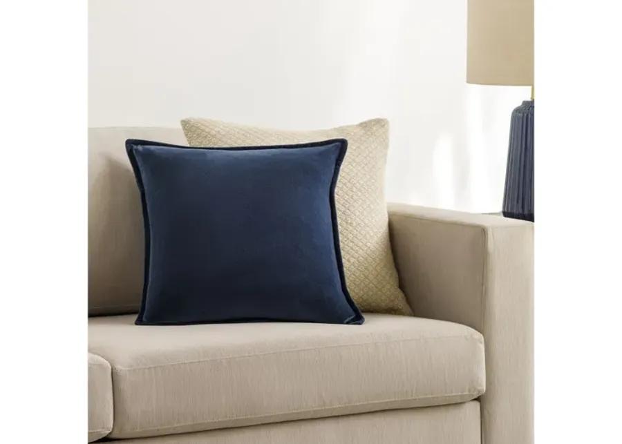 Cotton Velvet Navy 20" Accent Pillow