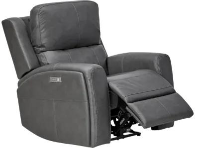 Linton Grey Leather Triple Power Recliner