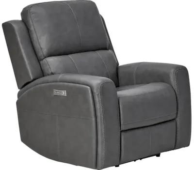 Linton Grey Leather Triple Power Recliner