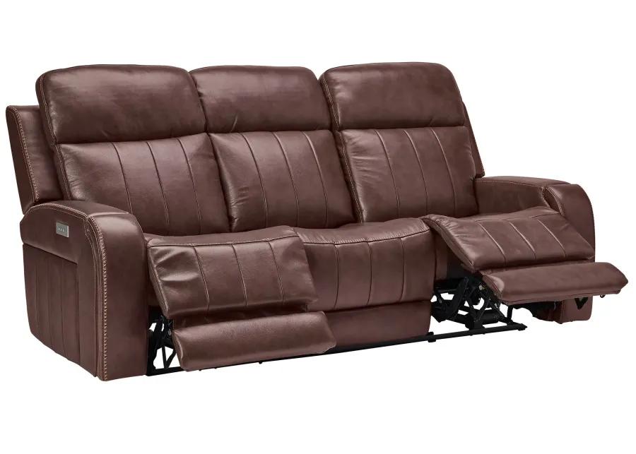 Maverick Brown Audio Triple Power Leather Reclining Sofa