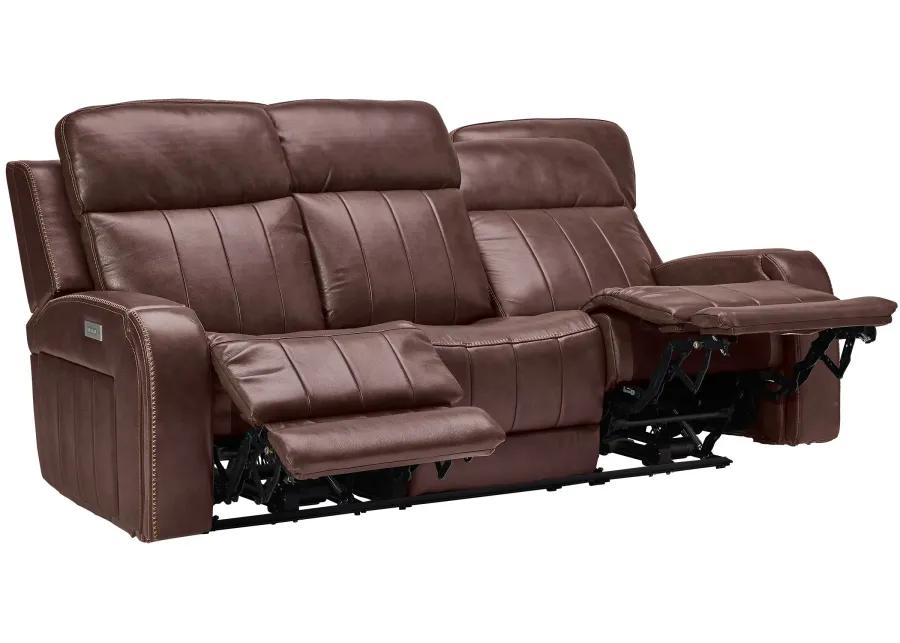 Maverick Brown Audio Triple Power Leather Reclining Sofa