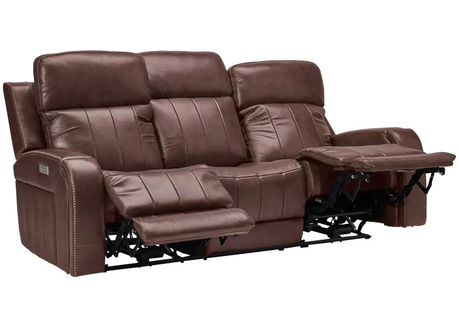 Maverick Brown Audio Triple Power Leather Reclining Sofa