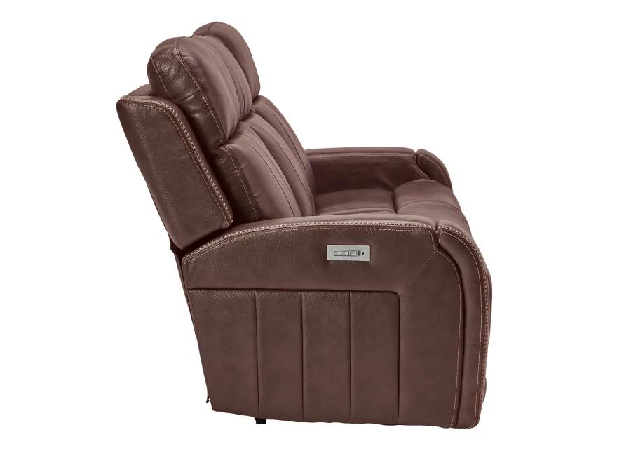 Maverick Brown Audio Triple Power Leather Reclining Sofa