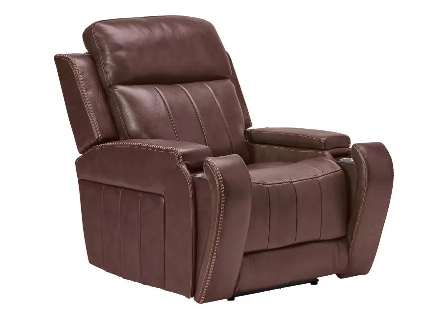 Maverick Brown Audio Triple Power Leather Recliner