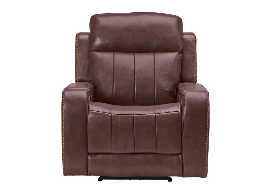 Maverick Brown Audio Triple Power Leather Recliner