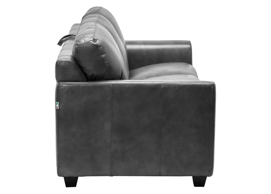 Wesley Grey Leather Queen Sleeper Sofa