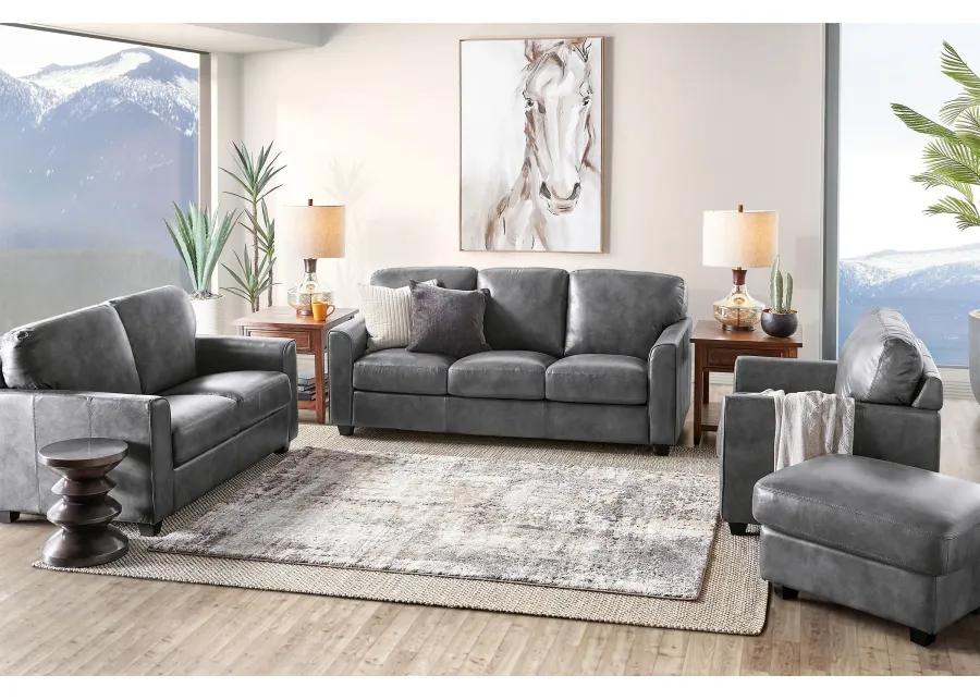 Wesley Grey Leather Queen Sleeper Sofa