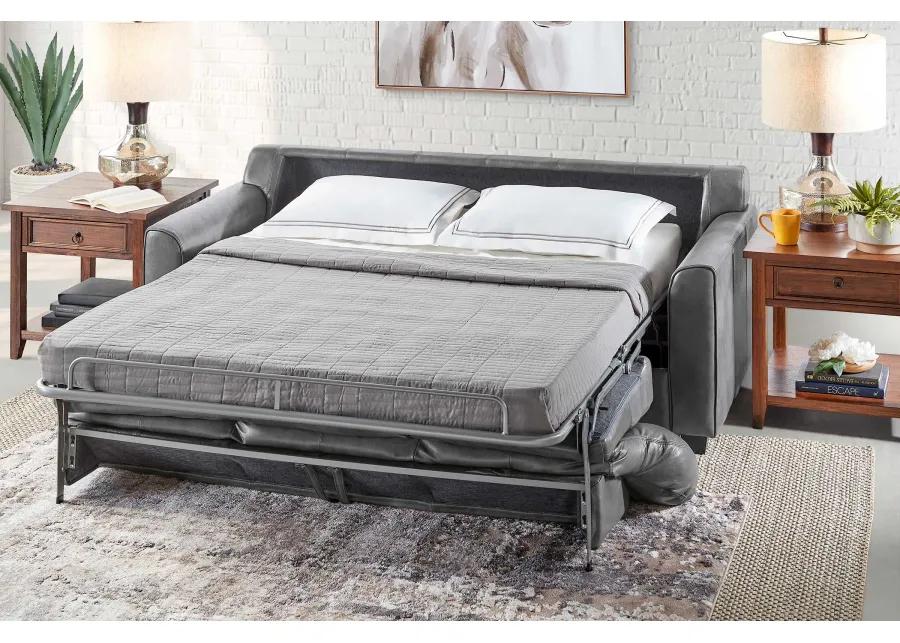 Wesley Grey Leather Queen Sleeper Sofa