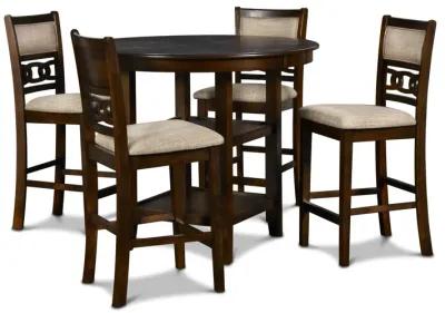 Gia Cherry Round Counter Table + 4 Stools