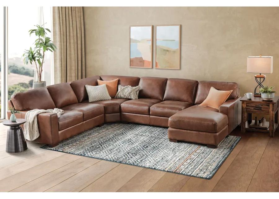 Miller Leather 4-Piece Sectional with Right Arm Facing Chaise