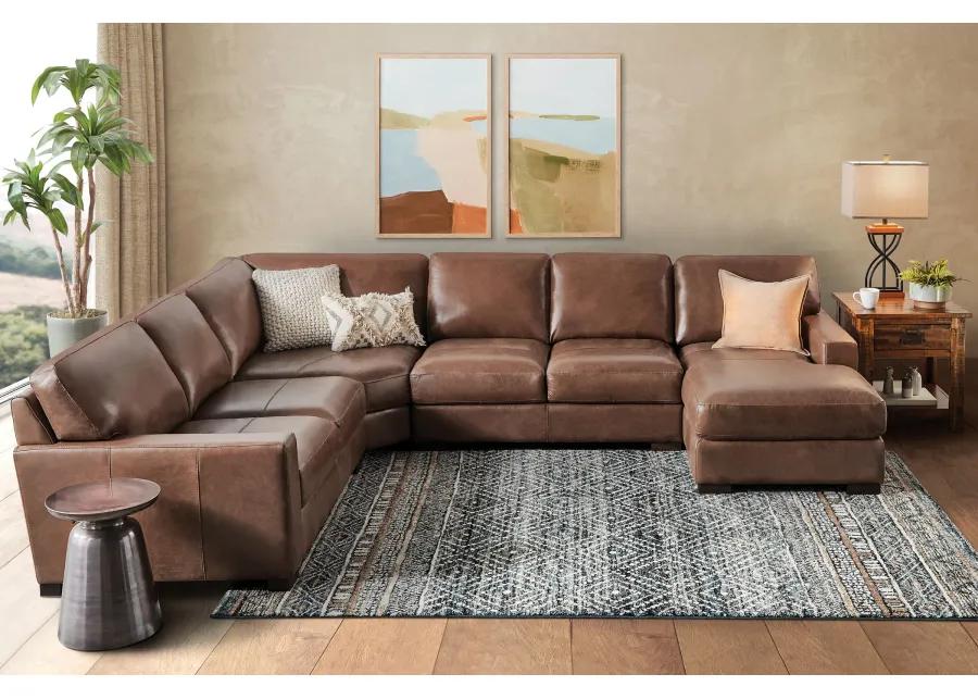 Miller Leather 4-Piece Sectional with Right Arm Facing Chaise