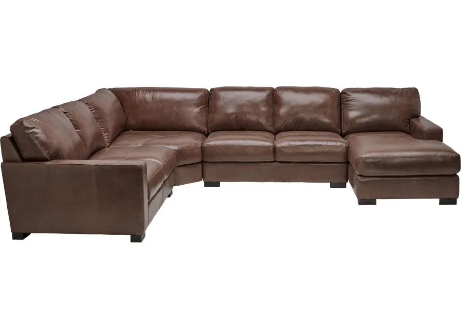 Miller Leather 4-Piece Sectional with Right Arm Facing Chaise