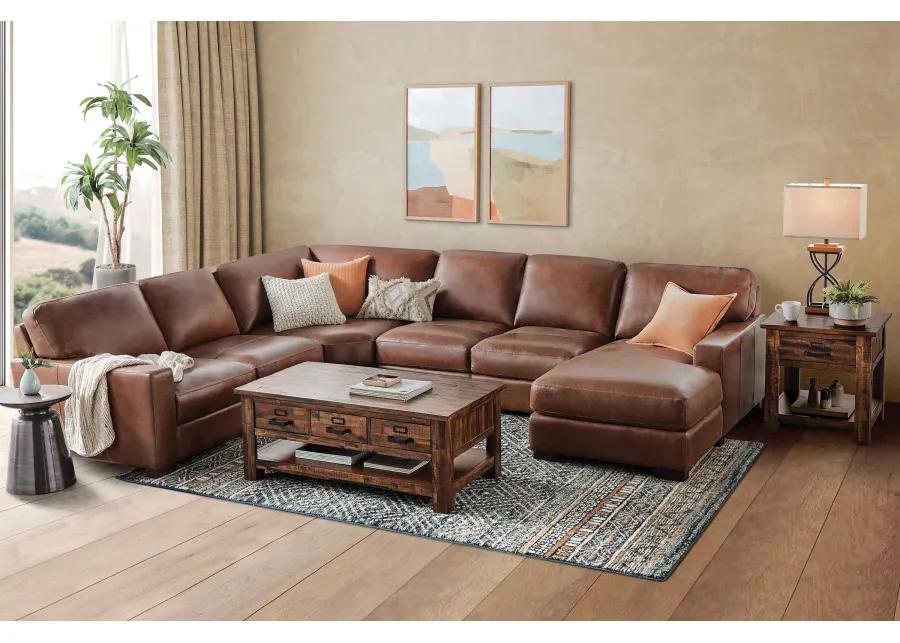 Miller Leather 4-Piece Sectional with Right Arm Facing Chaise