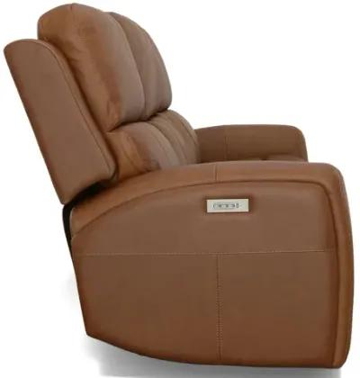 Linton Caramel Leather Triple Power Reclining Sofa