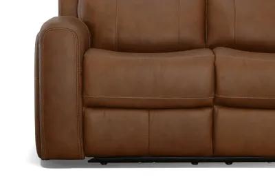 Linton Caramel Leather Triple Power Reclining Sofa