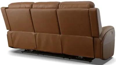 Linton Caramel Leather Triple Power Reclining Sofa