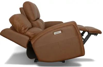 Linton Caramel Leather Triple Power Reclining Sofa