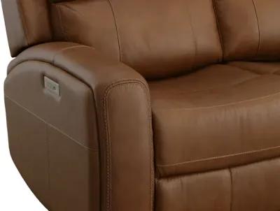 Linton Caramel Leather Triple Power Reclining Sofa