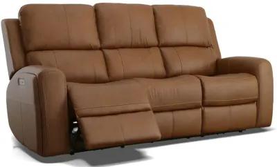 Linton Caramel Leather Triple Power Reclining Sofa