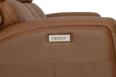 Linton Caramel Leather Triple Power Reclining Sofa