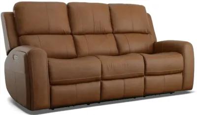 Linton Caramel Leather Triple Power Reclining Sofa