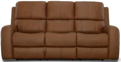 Linton Caramel Leather Triple Power Reclining Sofa