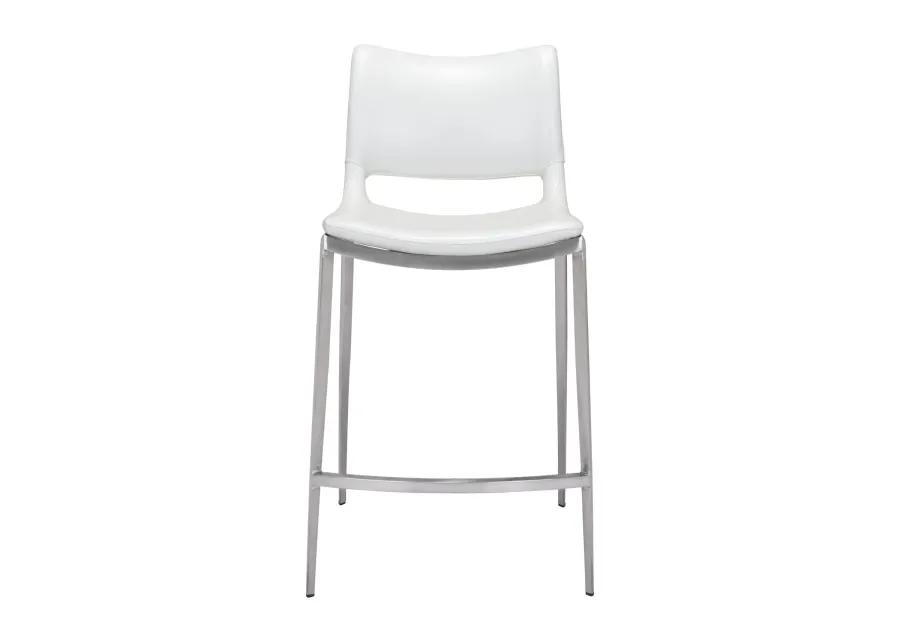 Ace Counter Stool (Set of 2) White & Silver