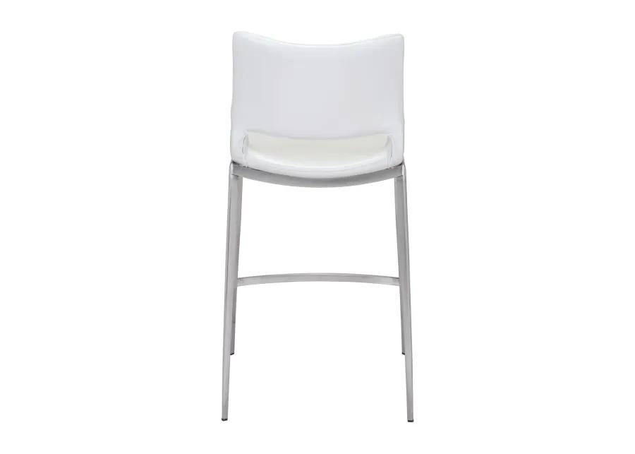 Ace Counter Stool (Set of 2) White & Silver