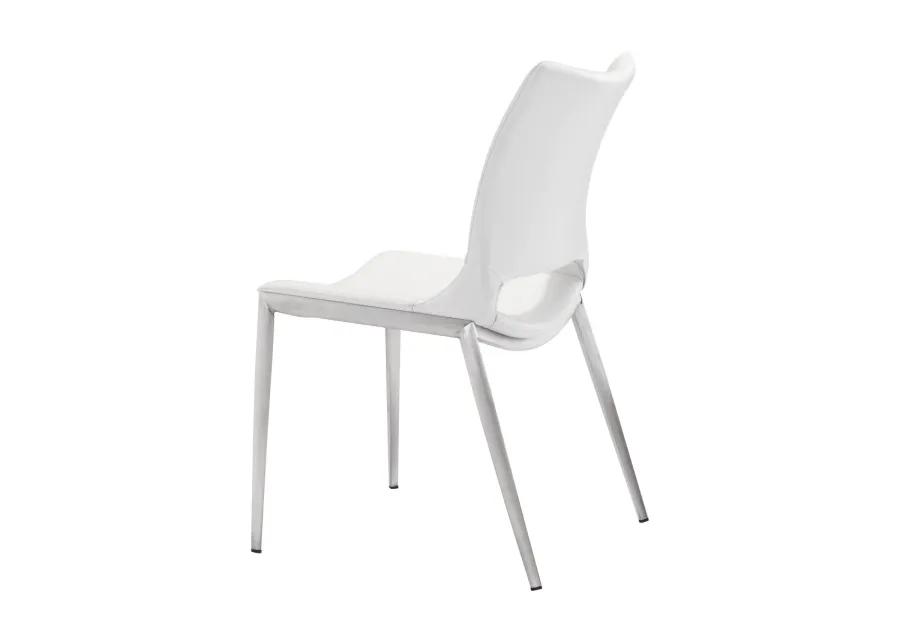 Ace Dining Chair (Set of 2) White & Silver