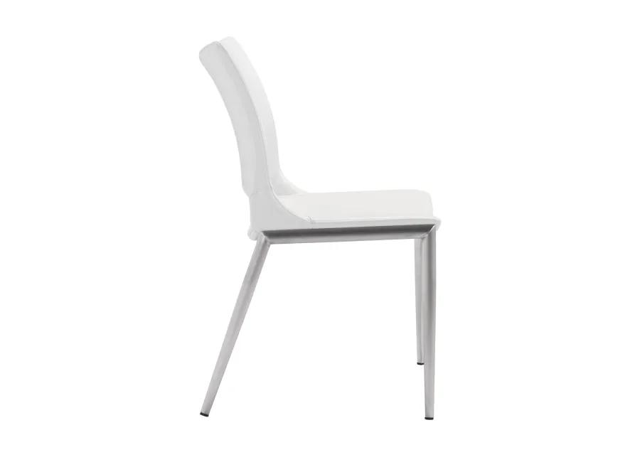 Ace Dining Chair (Set of 2) White & Silver