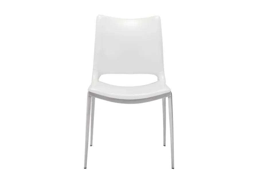 Ace Dining Chair (Set of 2) White & Silver