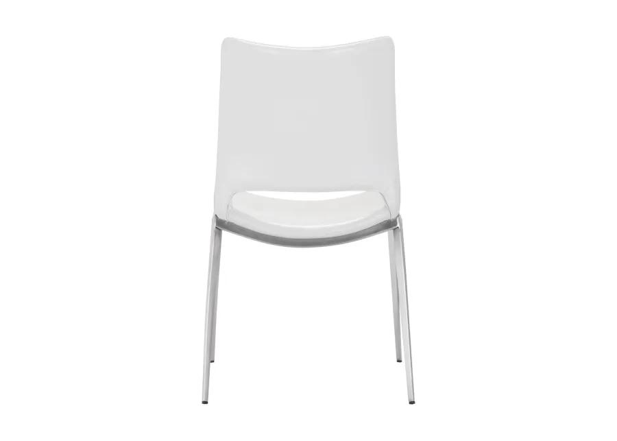 Ace Dining Chair (Set of 2) White & Silver