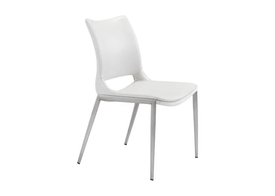 Ace Dining Chair (Set of 2) White & Silver