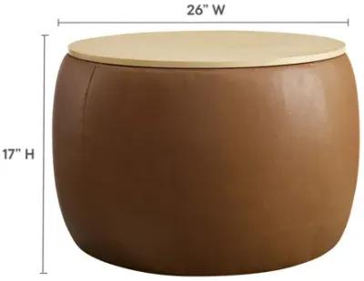 Perla Round Vegan Leather Storage Ottoman