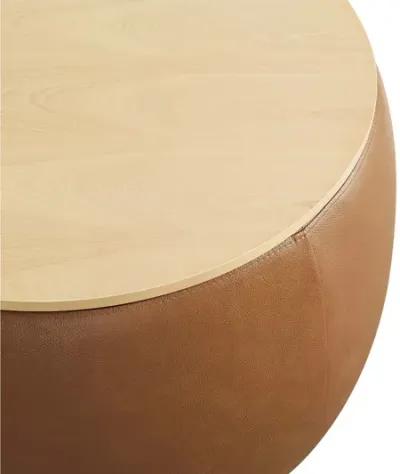 Perla Round Vegan Leather Storage Ottoman