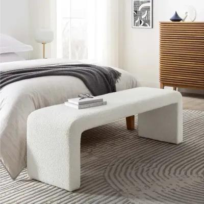 Simba Boucle Fabric Waterfall Long Bench