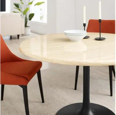 Lippa 48" Round Artificial Travertine Dining Table