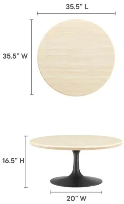 Lippa 36" Round Artificial Travertine Coffee Table