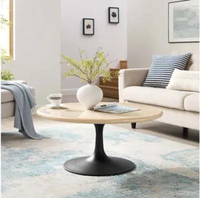 Lippa 36" Round Artificial Travertine Coffee Table