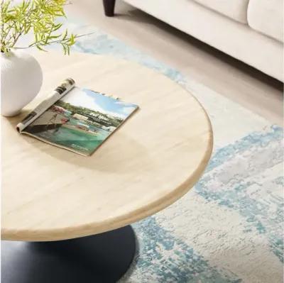 Lippa 36" Round Artificial Travertine Coffee Table