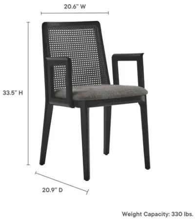 Monarch Wood and Rattan Dining Armchair