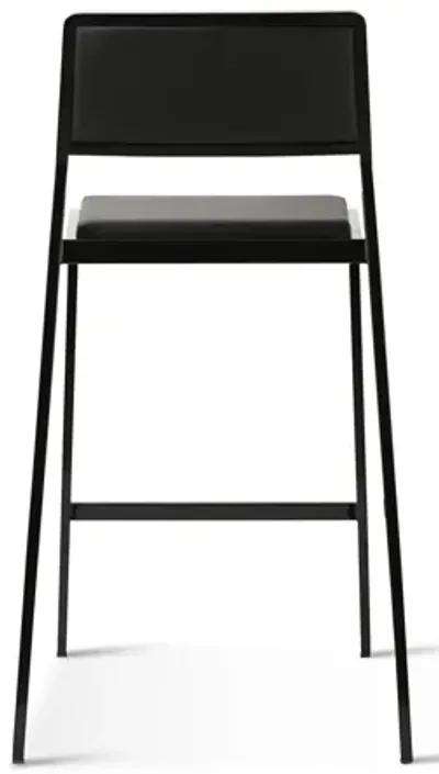 Gale Black Performance Vegan Leather Stackable Stool - Set of 2