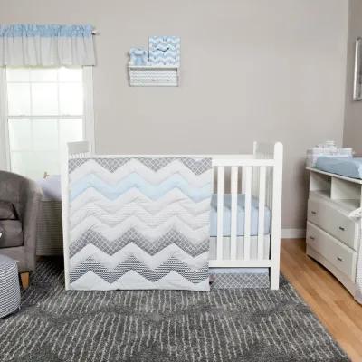 Chevron Crib Bedding - Blue Taffy