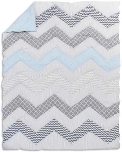 Chevron Crib Bedding - Blue Taffy