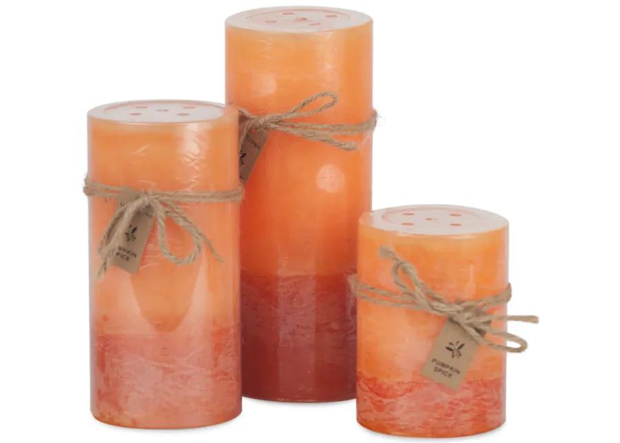 Orange Pumpkin Spice 2 Tone Pillar Candle - Small