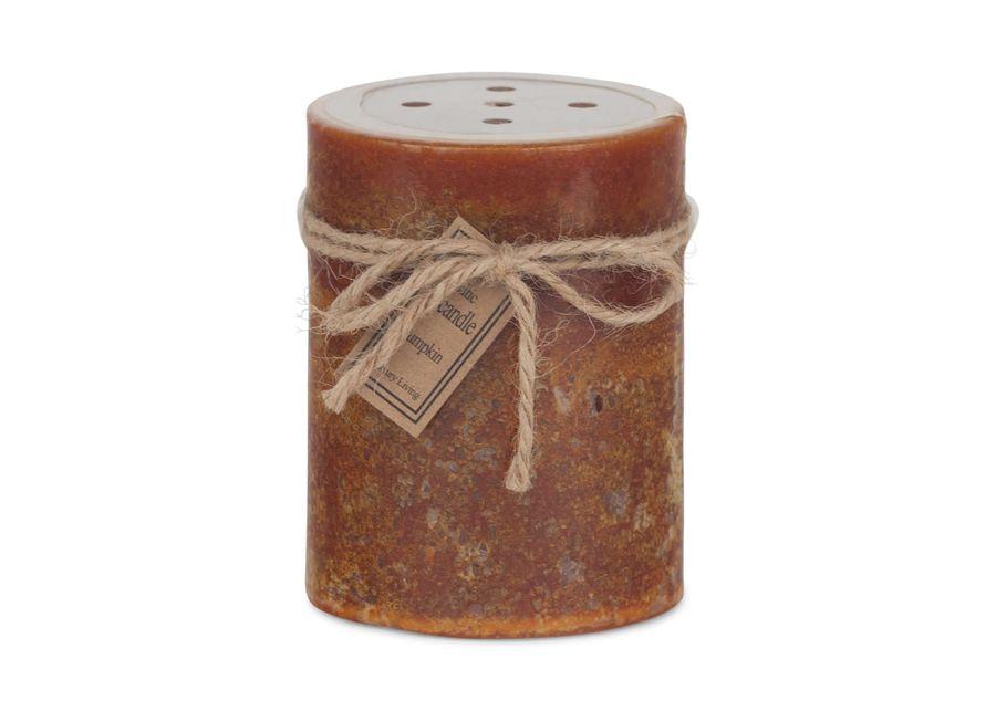 Orange Pumpkin Perforated Pillar Candle - Small