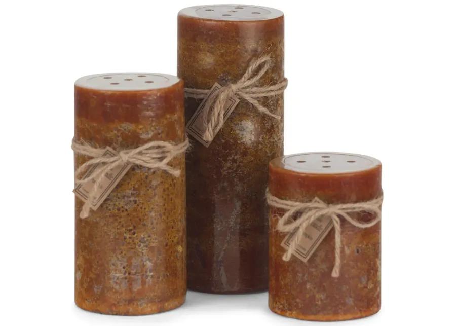 Orange Pumpkin Perforated Pillar Candle - Small